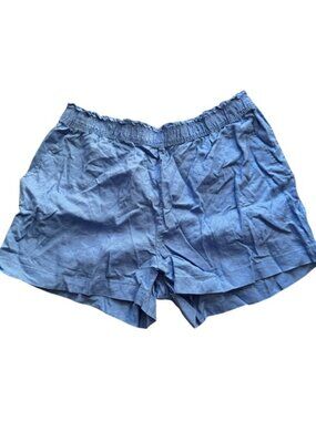 H&M Blue Linen Blend Elastic Waist Shorts XXL